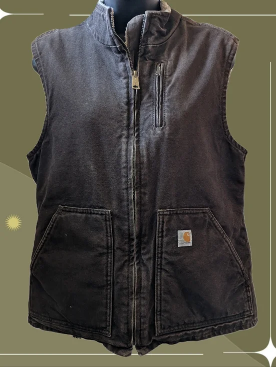 ✨ Women's Vintage Dark Brown Carhartt Vest Size Medium - Picture 1 of 9